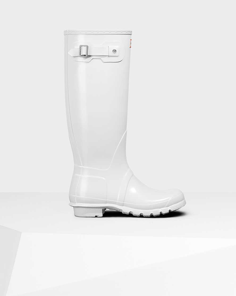 Botas De Agua Mujer - Hunter Original Tall Gloss Blancas - XQTUZS-124 - Blancas